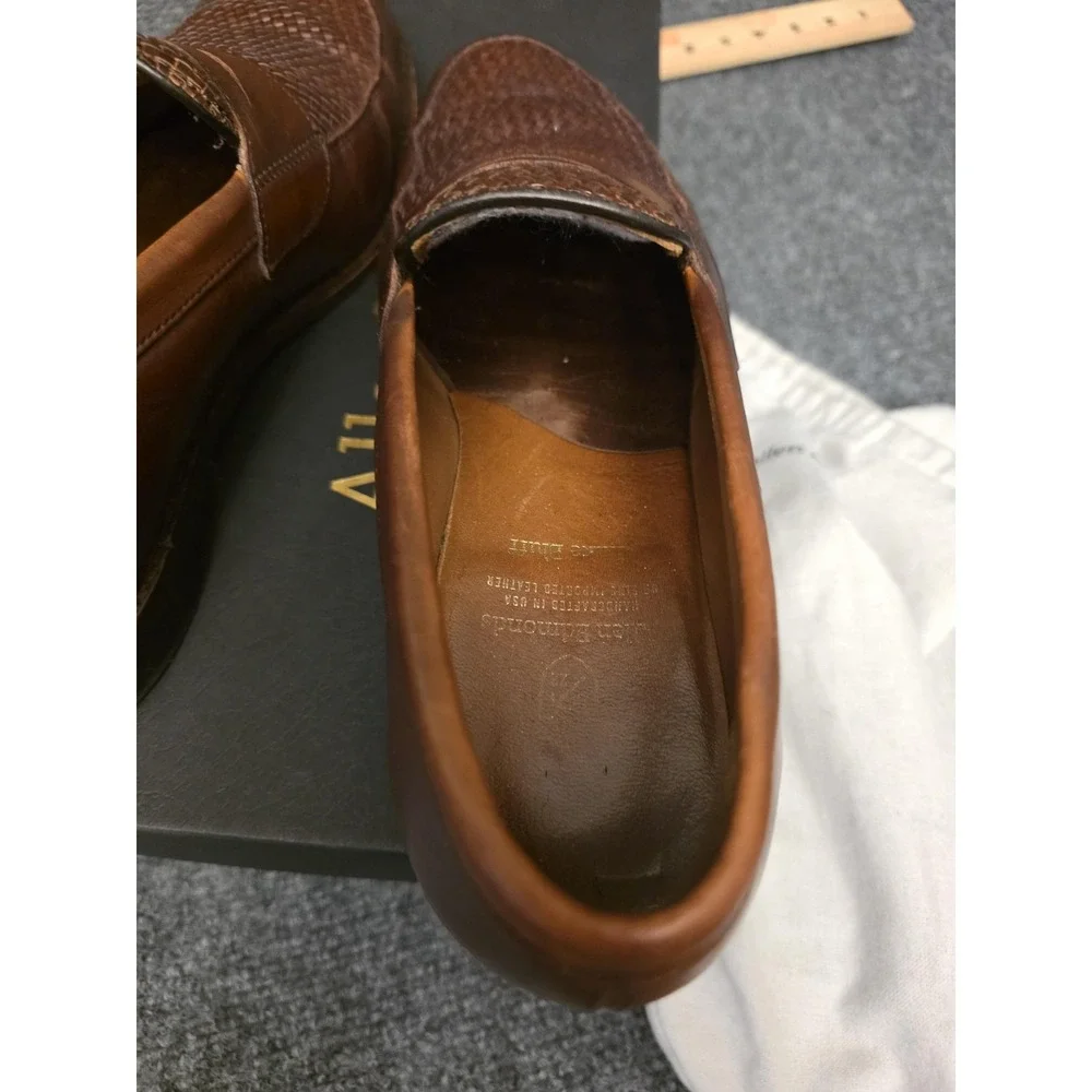 Allen Edmonds Shoes Mens‎ Size 8.5 Brown Leather Woven Loafer Slip On Lake Bluff